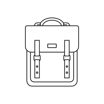 Backpack icon. Vector illustration. Linear backpack icon. Isolated black backpack icon