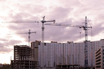 Construction crane and a building house