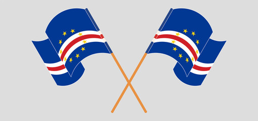 Crossed and waving flags of Cape Verde