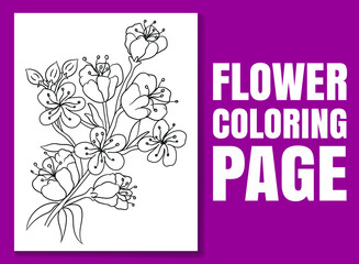 Flower coloring page. flower coloring book. Flower coloring book page for adults and children. coloring page doodle. flower pencil sketch. adult coloring pages flowers. black and white adult coloring