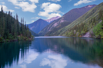 Plakat View over the Kolsai Lake in Kazakhstan