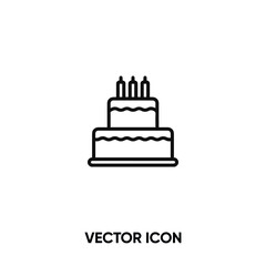 Cake vector icon. Modern, simple flat vector illustration for website or mobile app. Birtday cake symbol, logo illustration. Pixel perfect vector graphics	
