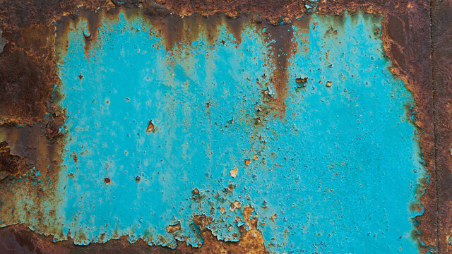 rusty iron. texture of blue rusty iron sheet