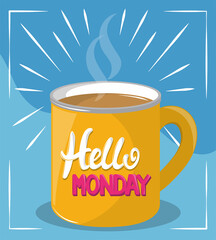hello monday in cup text