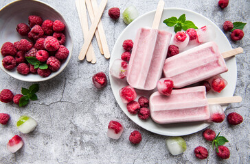 Homemade raspberry ice cream