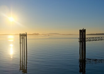 Spectacular view of Sidney BC shore at the sunrise