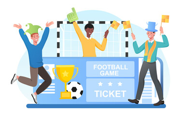Football Championship soccer sports collage. Watching sport game invitation poster or card. Hand wearing foam finger. Flat cartoon vector concept isolated on white background