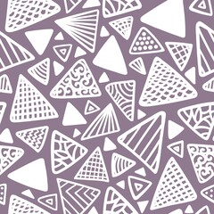 Purple seamless background with various triangles