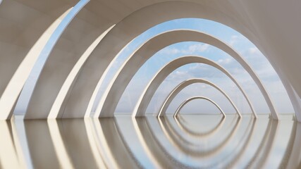 Obraz premium Abstract architecture background arched interior 3d render