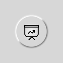 Simple growth button analytics black line icon on the desk. Statistical chart concept. Flat style isolated symbol for: illustration, logo, mobile, app, emblem, design, web, site, ui, ux. Vector EPS 10