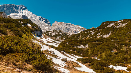 Beautiful alpine summer view at the famous Alpspitze summit near Garmisch Partenkirchen, Bavaria, Germany