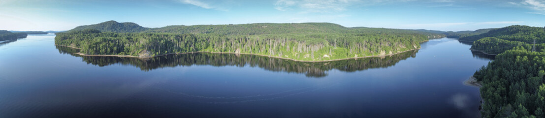 Aerial of wilderness lake