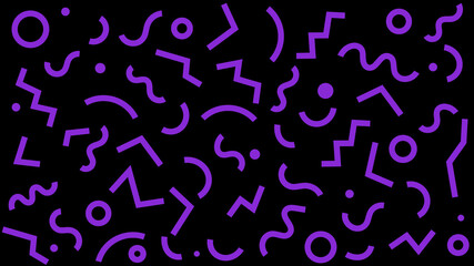 Colorful Geometric Shapes With Squiggly lines and Zig-Zag Background Patterns