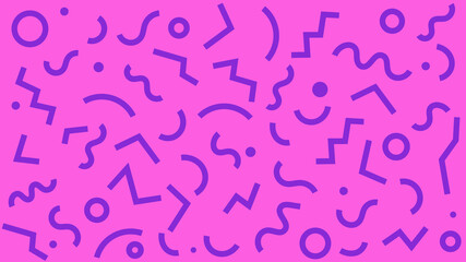 Colorful Geometric Shapes With Squiggly lines and Zig-Zag Background Patterns