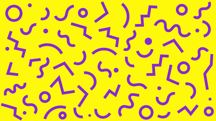 Colorful Geometric Shapes With Squiggly lines and Zig-Zag Background Patterns