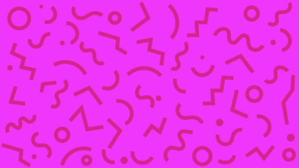 Colorful Geometric Shapes With Squiggly lines and Zig-Zag Background Patterns