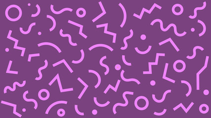 Colorful Geometric Shapes With Squiggly lines and Zig-Zag Background Patterns