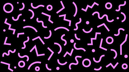 Colorful Geometric Shapes With Squiggly lines and Zig-Zag Background Patterns