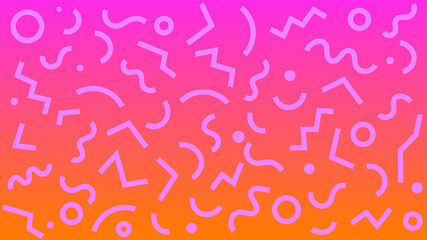 Colorful Geometric Shapes With Squiggly lines and Zig-Zag Background Patterns