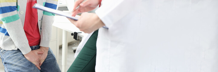 Man with dysfunction problems doctor appointment closeup
