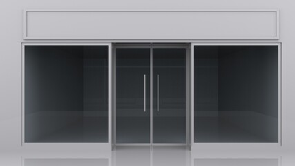 grey shop front Two windows 3D illustration