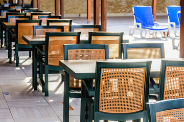 Chairs and tables in a cozy street cafe