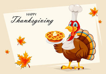 Happy Thanksgiving. Cartoon character turkey bird - 449949519