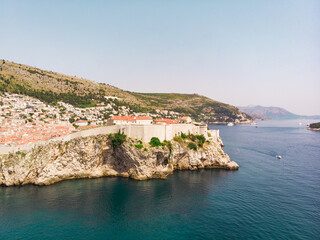 Fototapeta na wymiar Aerial view at famous european travel destination in Croatia, Dubrovnik old town