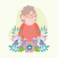 grandmother with flowers