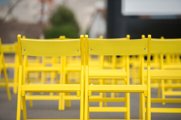 Row of yellow chairs