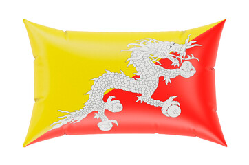 Pillow with Bhutanese flag. 3D rendering