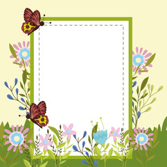 Obraz premium butterflies flowers and banner