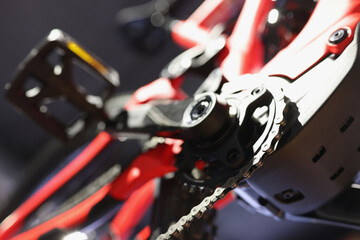 Mountain bike pedal and bike chain bottom view