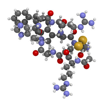 Setmelanotide drug molecule (MC4 receptor agonist). 3D rendering