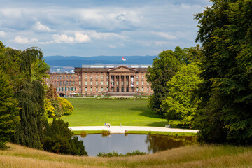 Kassel, Schloss Wilhelmshöhe, Ansicht aus dem Bergpark, 21.07.2021.