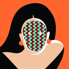 Global Health - Drug Abuse -  woman face covered by pills