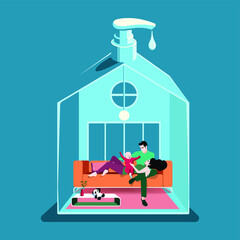 For Global Health - Coronavirus - COVID-19 - Pandemic - couple inside alcohol gel bottle