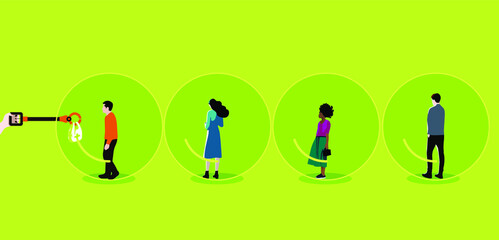 For Global Health - Coronavirus - COVID-19 - Pandemic - people inside bubbles - isolated