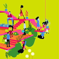 For Global Health - Coronavirus - COVID-19 - Pandemic - new office - people working outdoors