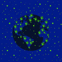 Obraz na płótnie Canvas GLOBAL HEALTH – CORONAVIRUS – COVID - globe covered with coronavirus molecules