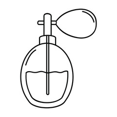 Flacon of perfume. Outline bouquet perfume vector icon for web design. Vector illustration isolated on white.