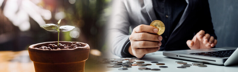 stacking money coins and a house model.save and investment for buy house concept .for the...