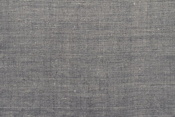 Fototapeta na wymiar Natural gray linen background or texture, top view, close-up, horizontal