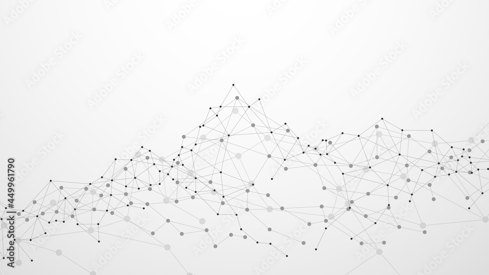 Wall mural abstract plexus network. mountain shape on gray background. vector illustration