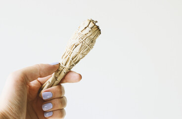 hand holding white sage wellness