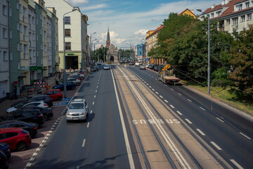 Widok z mostu na centrum Szczecina 