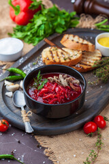 soup with meat and beetroot
