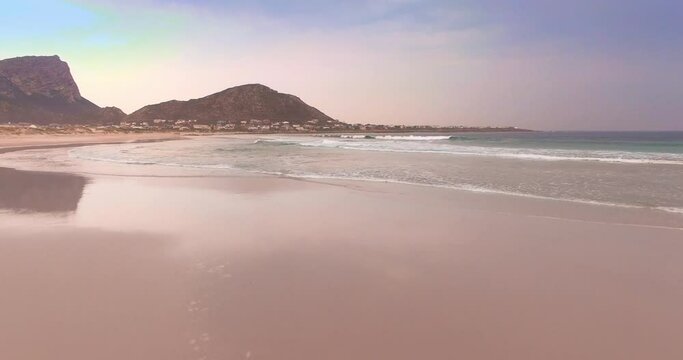 Aerial of Beach, Water Reflections, Pringle Bay, South Africa