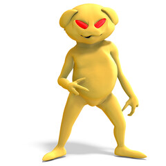 3d-illustration of an isolated fantasy goblin creature