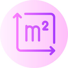 area m2 flat gradient icon